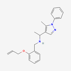 molecular formula C22H25N3O B5990960 N-[2-(allyloxy)benzyl]-1-(5-methyl-1-phenyl-1H-pyrazol-4-yl)ethanamine 