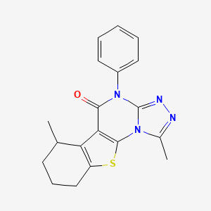 molecular formula C19H18N4OS B5990964 3,11-dimethyl-7-phenyl-16-thia-2,4,5,7-tetrazatetracyclo[7.7.0.02,6.010,15]hexadeca-1(9),3,5,10(15)-tetraen-8-one 