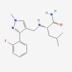 molecular formula C17H23FN4O B5991014 N~2~-{[3-(2-fluorophenyl)-1-methyl-1H-pyrazol-4-yl]methyl}-L-leucinamide 