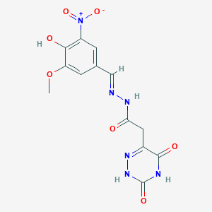 molecular formula C13H12N6O7 B5991043 2-(3,5-dioxo-2,3,4,5-tetrahydro-1,2,4-triazin-6-yl)-N'-[(E)-(4-hydroxy-3-methoxy-5-nitrophenyl)methylidene]acetohydrazide 