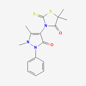 molecular formula C16H17N3O2S2 B5991231 3-(1,5-Dimethyl-3-oxo-2-phenylpyrazol-4-yl)-5,5-dimethyl-2-sulfanylidene-1,3-thiazolidin-4-one 