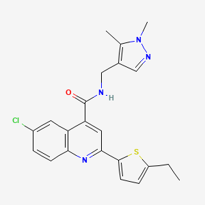 molecular formula C22H21ClN4OS B5991241 6-chloro-N-[(1,5-dimethyl-1H-pyrazol-4-yl)methyl]-2-(5-ethyl-2-thienyl)-4-quinolinecarboxamide 