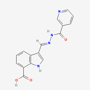 3-[(E)-(pyridine-3-carbonylhydrazinylidene)methyl]-1H-indole-7-carboxylic acid