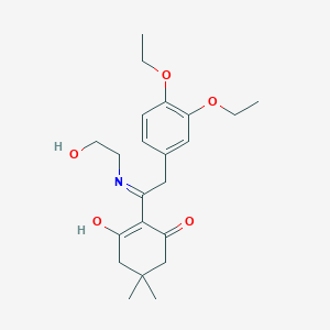 molecular formula C22H31NO5 B5991271 2-{2-(3,4-diethoxyphenyl)-1-[(2-hydroxyethyl)amino]ethylidene}-5,5-dimethylcyclohexane-1,3-dione 