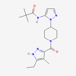 molecular formula C20H30N6O2 B5991294 N-(1-{1-[(3-ethyl-4-methyl-1H-pyrazol-5-yl)carbonyl]-4-piperidinyl}-1H-pyrazol-5-yl)-2,2-dimethylpropanamide 