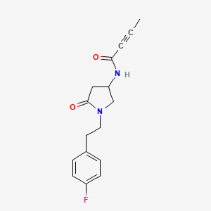 molecular formula C16H17FN2O2 B5991317 N-{1-[2-(4-fluorophenyl)ethyl]-5-oxo-3-pyrrolidinyl}-2-butynamide 