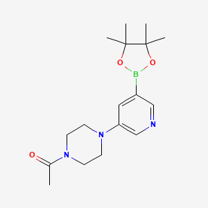molecular formula C17H26BN3O3 B599138 1-(4-(5-(4,4,5,5-Tetramethyl-1,3,2-dioxaborolan-2-yl)pyridin-3-yl)piperazin-1-yl)ethanone CAS No. 1201644-39-4