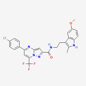 molecular formula C26H21ClF3N5O2 B5991382 5-(4-chlorophenyl)-N-[2-(5-methoxy-2-methyl-1H-indol-3-yl)ethyl]-7-(trifluoromethyl)pyrazolo[1,5-a]pyrimidine-2-carboxamide 