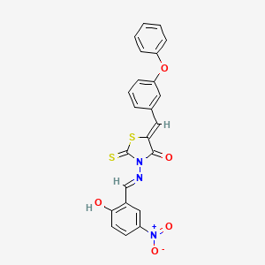 molecular formula C23H15N3O5S2 B5991384 3-[(2-hydroxy-5-nitrobenzylidene)amino]-5-(3-phenoxybenzylidene)-2-thioxo-1,3-thiazolidin-4-one 