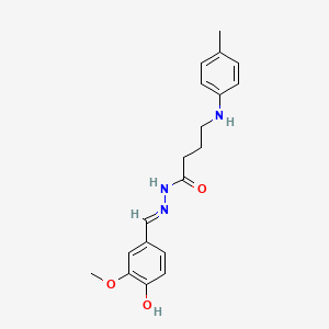 N-[(E)-(4-hydroxy-3-methoxyphenyl)methylideneamino]-4-(4-methylanilino)butanamide