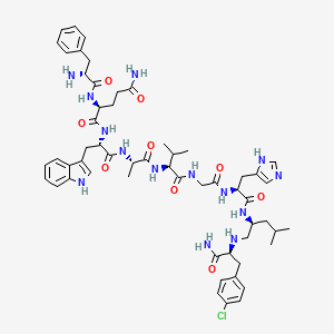 molecular formula C56H75ClN14O9 B599145 (2S)-N-[(2S)-1-[[(2S)-1-[[(2S)-1-[[2-[[(2S)-1-[[(2S)-1-[[(2S)-1-amino-3-(4-chlorophenyl)-1-oxopropan-2-yl]amino]-4-methylpentan-2-yl]amino]-3-(1H-imidazol-5-yl)-1-oxopropan-2-yl]amino]-2-oxoethyl]amino]-3-methyl-1-oxobutan-2-yl]amino]-1-oxopropan-2-yl]amino]-3-(1H-indol-3-yl)-1-oxopropan-2-yl]-2-[[(2R)-2-amino-3-phenylpropanoyl]amino]pentanediamide CAS No. 130848-09-8