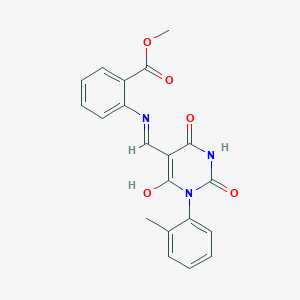 molecular formula C20H17N3O5 B5991464 Methyl 2-[[6-hydroxy-1-(2-methylphenyl)-2,4-dioxopyrimidin-5-yl]methylideneamino]benzoate 