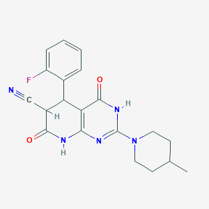 molecular formula C20H20FN5O2 B5991473 5-(2-Fluorophenyl)-2-(4-methylpiperidin-1-yl)-4,7-dioxo-3,4,5,6,7,8-hexahydropyrido[2,3-d]pyrimidine-6-carbonitrile 