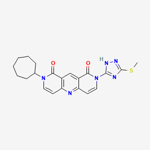 molecular formula C21H22N6O2S B5991485 2-cycloheptyl-8-[3-(methylsulfanyl)-1H-1,2,4-triazol-5-yl]pyrido[4,3-b][1,6]naphthyridine-1,9(2H,8H)-dione 