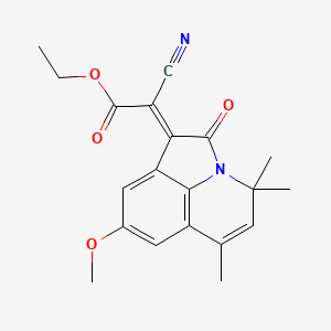 molecular formula C20H20N2O4 B5991522 ETHYL 2-CYANO-2-[8-METHOXY-4,4,6-TRIMETHYL-2-OXO-4H-PYRROLO[3,2,1-IJ]QUINOLIN-1(2H)-YLIDEN]ACETATE 