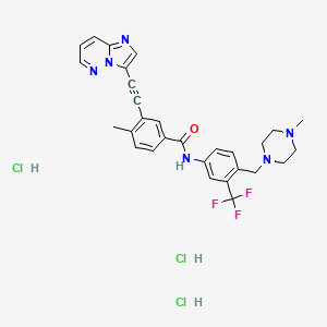 molecular formula C29H30Cl3F3N6O B599153 3-(2-imidazo[1,2-b]pyridazin-3-ylethynyl)-4-methyl-N-[4-[(4-methylpiperazin-1-yl)methyl]-3-(trifluoromethyl)phenyl]benzamide;trihydrochloride CAS No. 1232836-25-7