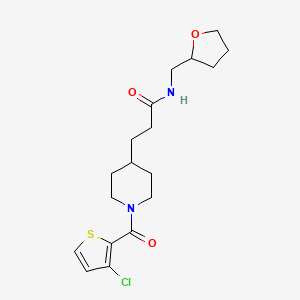 molecular formula C18H25ClN2O3S B5991552 3-{1-[(3-chloro-2-thienyl)carbonyl]-4-piperidinyl}-N-(tetrahydro-2-furanylmethyl)propanamide 