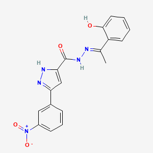 molecular formula C18H15N5O4 B5991571 N'-[(1E)-1-(2-hydroxyphenyl)ethylidene]-3-(3-nitrophenyl)-1H-pyrazole-5-carbohydrazide CAS No. 5968-31-0