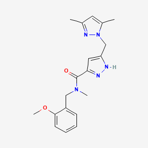 molecular formula C19H23N5O2 B5991579 5-[(3,5-dimethyl-1H-pyrazol-1-yl)methyl]-N-(2-methoxybenzyl)-N-methyl-1H-pyrazole-3-carboxamide 