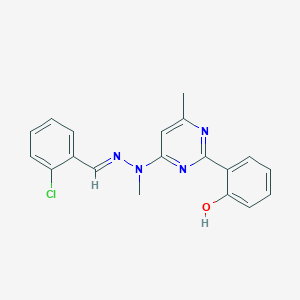 2-[4-[[(E)-(2-chlorophenyl)methylideneamino]-methylamino]-6-methylpyrimidin-2-yl]phenol