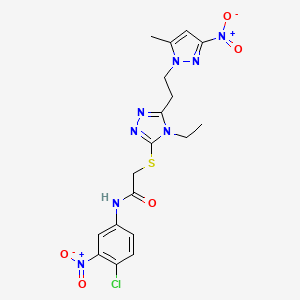 N-(4-chloro-3-nitrophenyl)-2-({4-ethyl-5-[2-(5-methyl-3-nitro-1H-pyrazol-1-yl)ethyl]-4H-1,2,4-triazol-3-yl}thio)acetamide