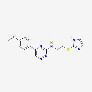 5-(4-methoxyphenyl)-N-{2-[(1-methyl-1H-imidazol-2-yl)thio]ethyl}-1,2,4-triazin-3-amine