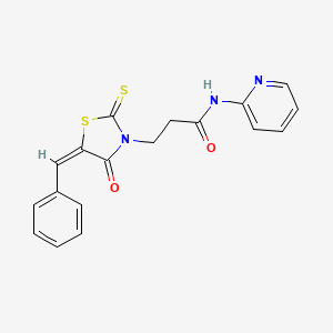 3-[(5E)-5-benzylidene-4-oxo-2-sulfanylidene-1,3-thiazolidin-3-yl]-N-pyridin-2-ylpropanamide