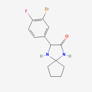molecular formula C13H14BrFN2O B599167 3-(3-Bromo-4-fluorophenyl)-1,4-diazaspiro[4.4]nonan-2-one CAS No. 1272755-98-2