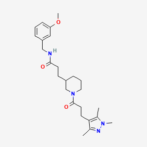 molecular formula C25H36N4O3 B5991721 N-(3-methoxybenzyl)-3-{1-[3-(1,3,5-trimethyl-1H-pyrazol-4-yl)propanoyl]-3-piperidinyl}propanamide 