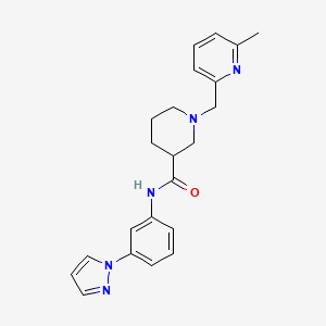 molecular formula C22H25N5O B5991743 1-[(6-methyl-2-pyridinyl)methyl]-N-[3-(1H-pyrazol-1-yl)phenyl]-3-piperidinecarboxamide 