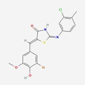 molecular formula C18H14BrClN2O3S B5991755 5-(3-bromo-4-hydroxy-5-methoxybenzylidene)-2-[(3-chloro-4-methylphenyl)imino]-1,3-thiazolidin-4-one 