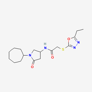 N-(1-cycloheptyl-5-oxo-3-pyrrolidinyl)-2-[(5-ethyl-1,3,4-oxadiazol-2-yl)thio]acetamide