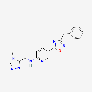 molecular formula C19H19N7O B5991823 5-(3-benzyl-1,2,4-oxadiazol-5-yl)-N-[1-(4-methyl-4H-1,2,4-triazol-3-yl)ethyl]-2-pyridinamine 