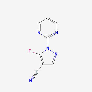 molecular formula C8H4FN5 B599183 5-Fluoro-1-(pyrimidin-2-YL)-1H-pyrazole-4-carbonitrile CAS No. 1269291-01-1