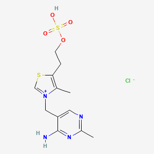 molecular formula C12H17ClN4O4S2 B599184 2-[3-[(4-Amino-2-methylpyrimidin-5-yl)methyl]-4-methyl-1,3-thiazol-3-ium-5-yl]ethyl hydrogen sulfate;chloride CAS No. 15743-04-1