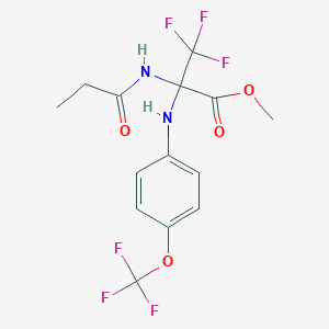 molecular formula C14H14F6N2O4 B5991844 METHYL 3,3,3-TRIFLUORO-2-PROPANAMIDO-2-{[4-(TRIFLUOROMETHOXY)PHENYL]AMINO}PROPANOATE 