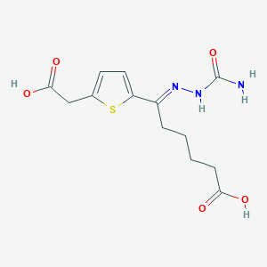 molecular formula C13H17N3O5S B5991854 (6E)-6-(carbamoylhydrazinylidene)-6-[5-(carboxymethyl)thiophen-2-yl]hexanoic acid 