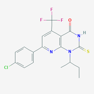 molecular formula C18H15ClF3N3OS B5991862 1-(SEC-BUTYL)-7-(4-CHLOROPHENYL)-2-SULFANYL-5-(TRIFLUOROMETHYL)PYRIDO[2,3-D]PYRIMIDIN-4(1H)-ONE 