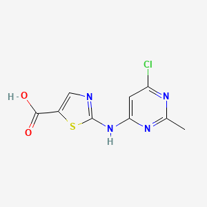 molecular formula C9H7ClN4O2S B599197 2-((6-氯-2-甲基嘧啶-4-基)氨基)噻唑-5-羧酸 CAS No. 1251716-89-8