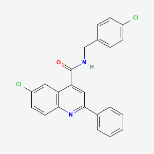 6-chloro-N-[(4-chlorophenyl)methyl]-2-phenylquinoline-4-carboxamide