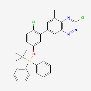 molecular formula C30H27Cl2N3OSi B599200 7-(5-((tert-Butyldiphenylsilyl)oxy)-2-chlorophenyl)-3-chloro-5-methylbenzo[e][1,2,4]triazine CAS No. 1245646-40-5
