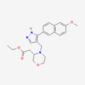 molecular formula C23H27N3O4 B5992009 ethyl 2-[4-[[5-(6-methoxynaphthalen-2-yl)-1H-pyrazol-4-yl]methyl]morpholin-3-yl]acetate 