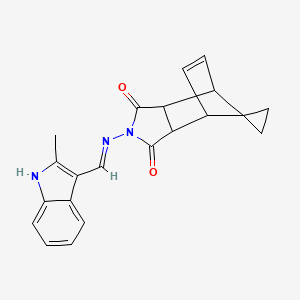 molecular formula C21H19N3O2 B5992030 4'-{[(2-methyl-1H-indol-3-yl)methylene]amino}-4'-azaspiro[cyclopropane-1,10'-tricyclo[5.2.1.0~2,6~]decane]-8'-ene-3',5'-dione 