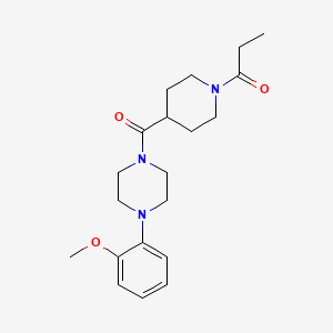 molecular formula C20H29N3O3 B5992044 1-{4-[4-(2-METHOXYPHENYL)PIPERAZINE-1-CARBONYL]PIPERIDIN-1-YL}PROPAN-1-ONE 