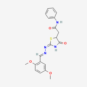 molecular formula C20H20N4O4S B5992056 2-{2-[(2,5-dimethoxybenzylidene)hydrazono]-4-oxo-1,3-thiazolidin-5-yl}-N-phenylacetamide 