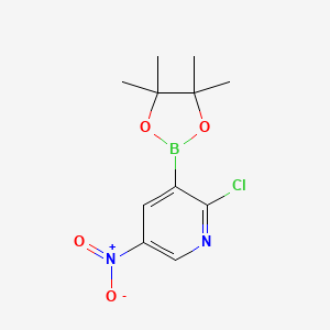 molecular formula C11H14BClN2O4 B599206 2-氯-5-硝基-3-(4,4,5,5-四甲基-1,3,2-二氧硼烷-2-基)吡啶 CAS No. 1310404-51-3