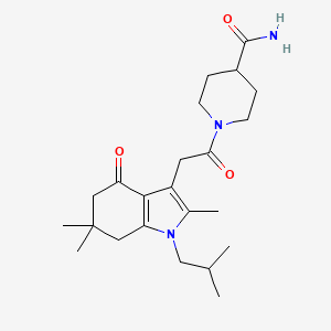 molecular formula C23H35N3O3 B5992091 1-[(1-isobutyl-2,6,6-trimethyl-4-oxo-4,5,6,7-tetrahydro-1H-indol-3-yl)acetyl]-4-piperidinecarboxamide 