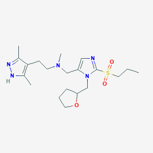 2-(3,5-dimethyl-1H-pyrazol-4-yl)-N-methyl-N-[[3-(oxolan-2-ylmethyl)-2-propylsulfonylimidazol-4-yl]methyl]ethanamine