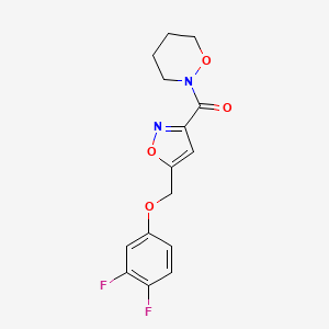 molecular formula C15H14F2N2O4 B5992105 [5-[(3,4-Difluorophenoxy)methyl]-1,2-oxazol-3-yl]-(oxazinan-2-yl)methanone 