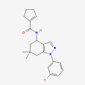 molecular formula C21H24FN3O B5992138 N-[1-(3-fluorophenyl)-6,6-dimethyl-4,5,6,7-tetrahydro-1H-indazol-4-yl]-1-cyclopentene-1-carboxamide 